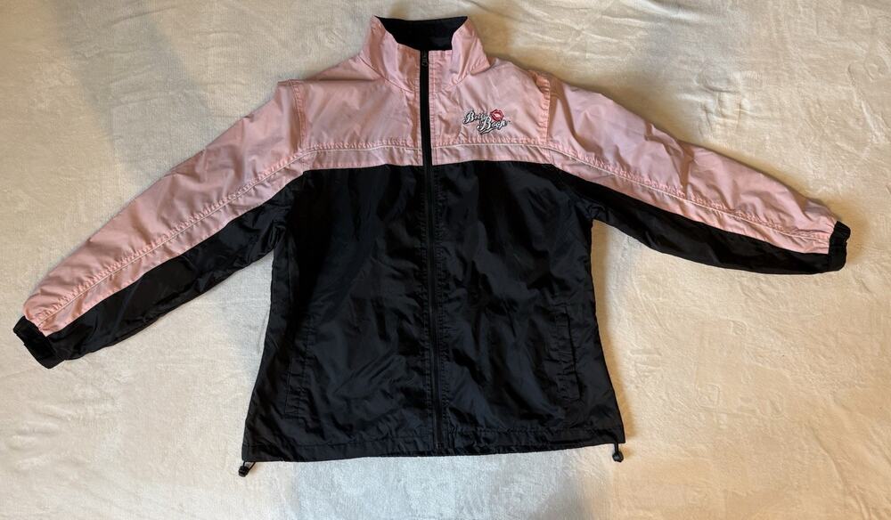 Betty Boop Apparel Women’s Black Pink Windbreaker Jacket Embroidered Size 2XL